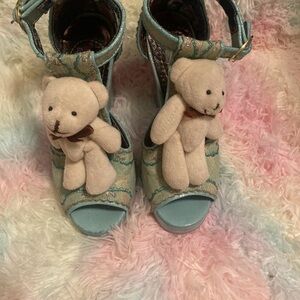 Plush Bear Accent Open-Toe Sandal Heels by Irregular Choice Size 36